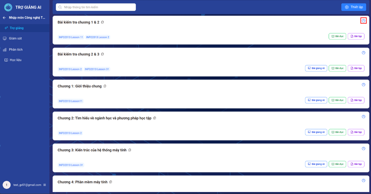 Nút thiết lập deadline cho lớp học