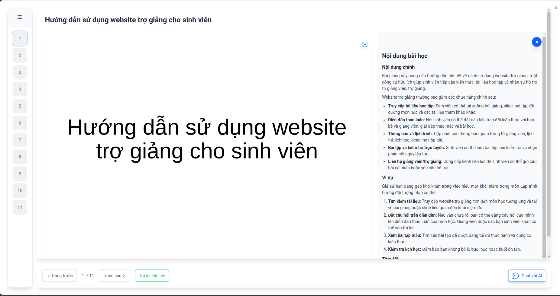 Giao diện Nội dung Bài giảng AI