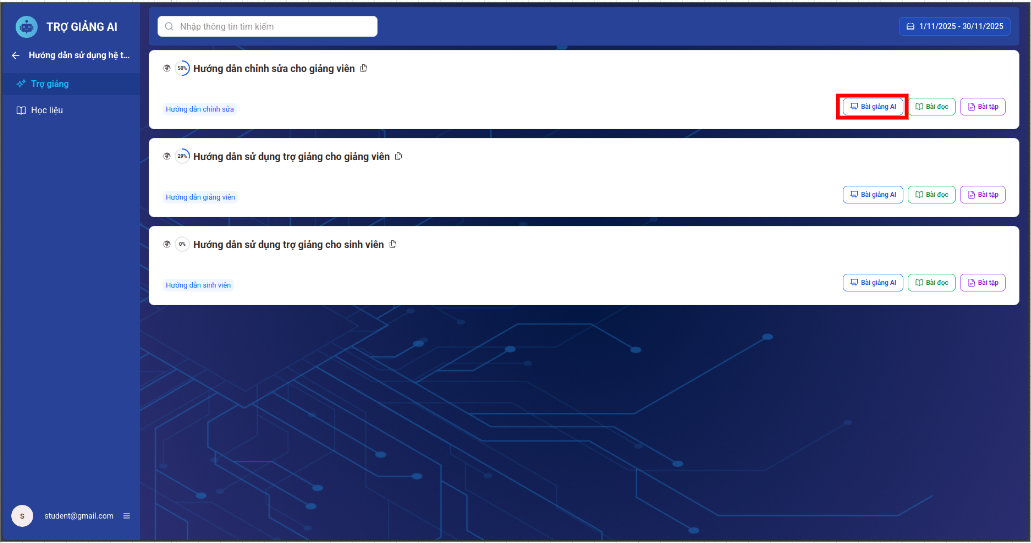 Nút Bài giảng AI