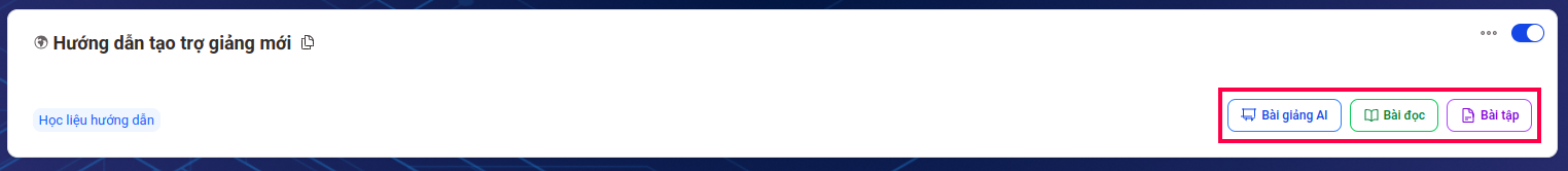 Thẻ trợ giảng sau khi tạo thành công