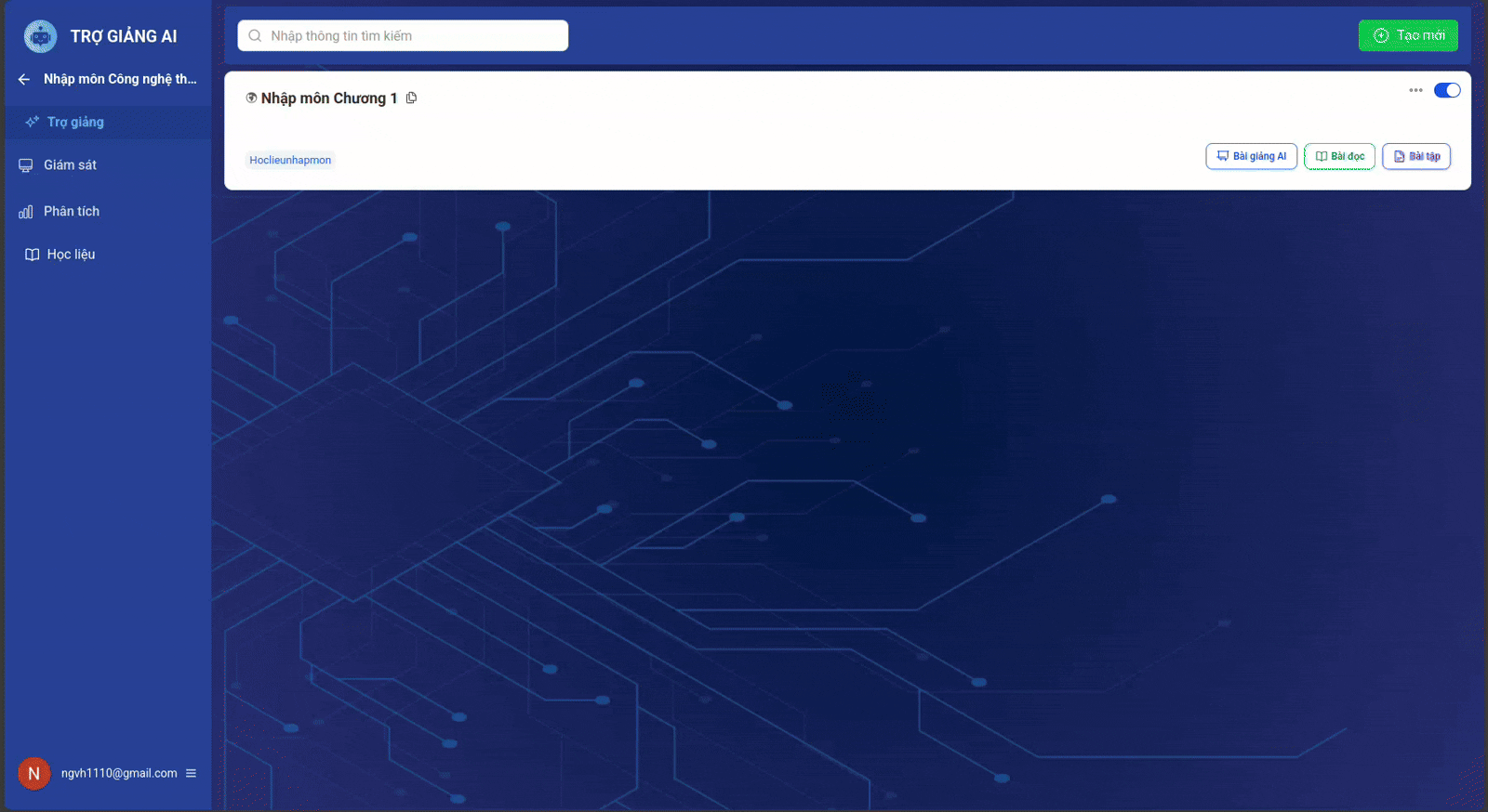 Giao diện tạo mới trợ giảng